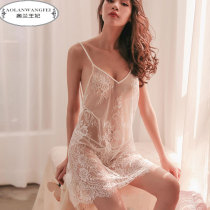 Sexy Pyjamas Woman 2022 New Harness Lace Transparent Sleeping Dress Fire Hot Ice Silk Little Chest Pure Desire Suit Summer