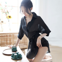 Erotic Lingerie Sex Sexy Perspective Snowspun Shirt Sleepwear Dress Teasing OL Secretary Transparent Temptation Passion Suit