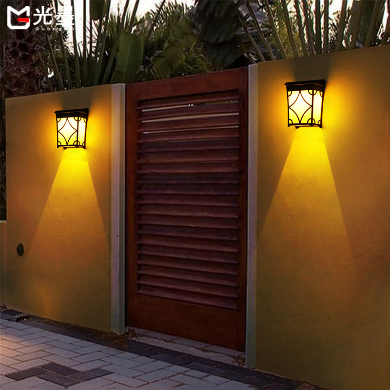 Solar Villa Outdoor Wall Lamp Courtyard Wiring-Free Wall Lamp Corridor Walkway Lamp Doorway Lamp Balcony Terrace Lamp