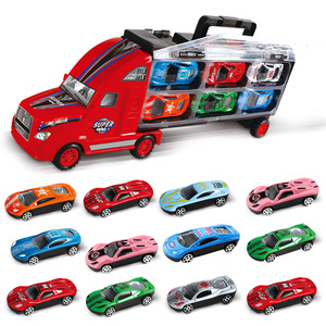 儿童玩具大货柜车玩具配12只合金车模型仿真小汽车男孩女孩玩具车