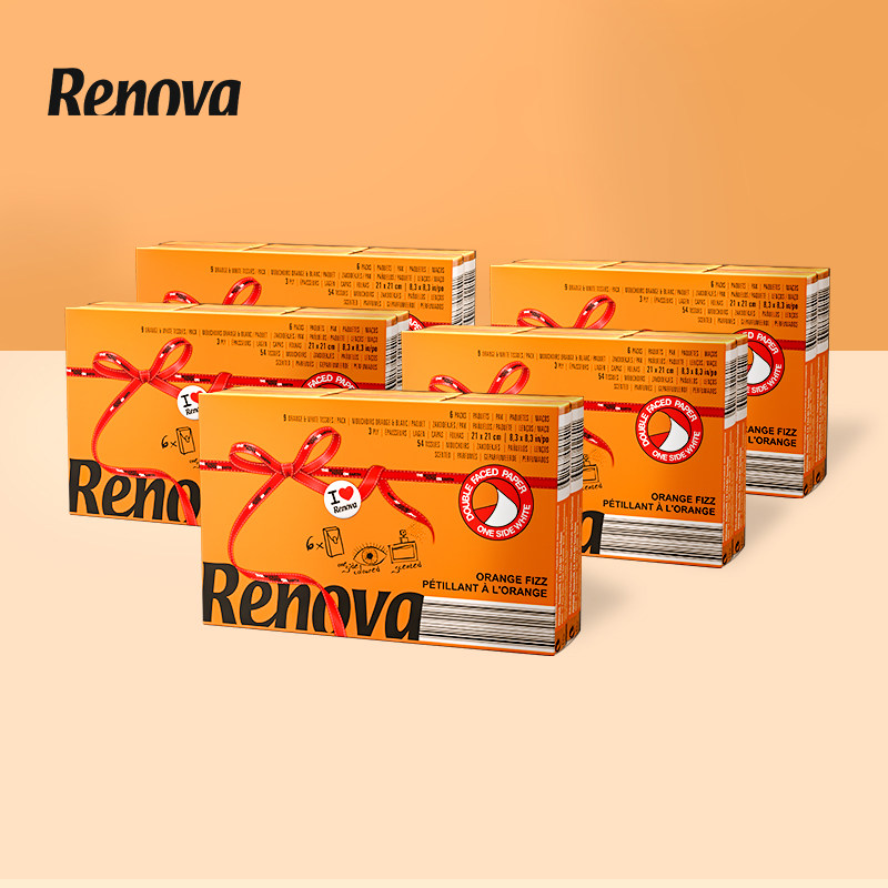 Renova Portugal imported color scented paper towels, small bags of paper handkerchiefs, and napkins orange 30 packs
