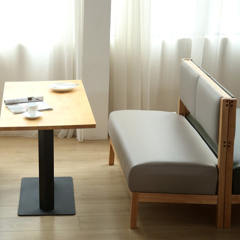 Solid wood coffee milk tea dessert shop bar table and chair combination simple leisure negotiation net red double leg deck sofa