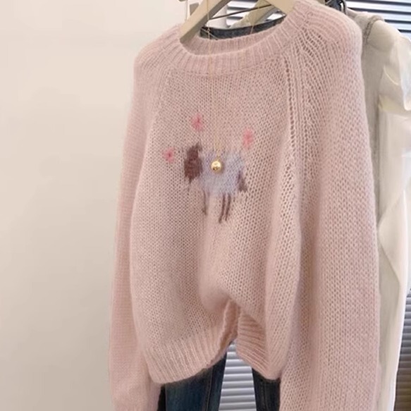 European High-End 2026 Winter New Women's Pink Soft Sweater with a Luxurious Feel, Trendy European Clothing