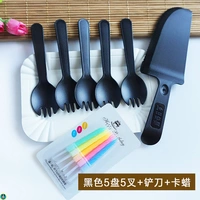 Черная ложка вилка 5 -plate 5 вилка+лопата+карта воск