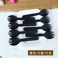 Черная ложка вилка 10 тарелок и 10 вилок