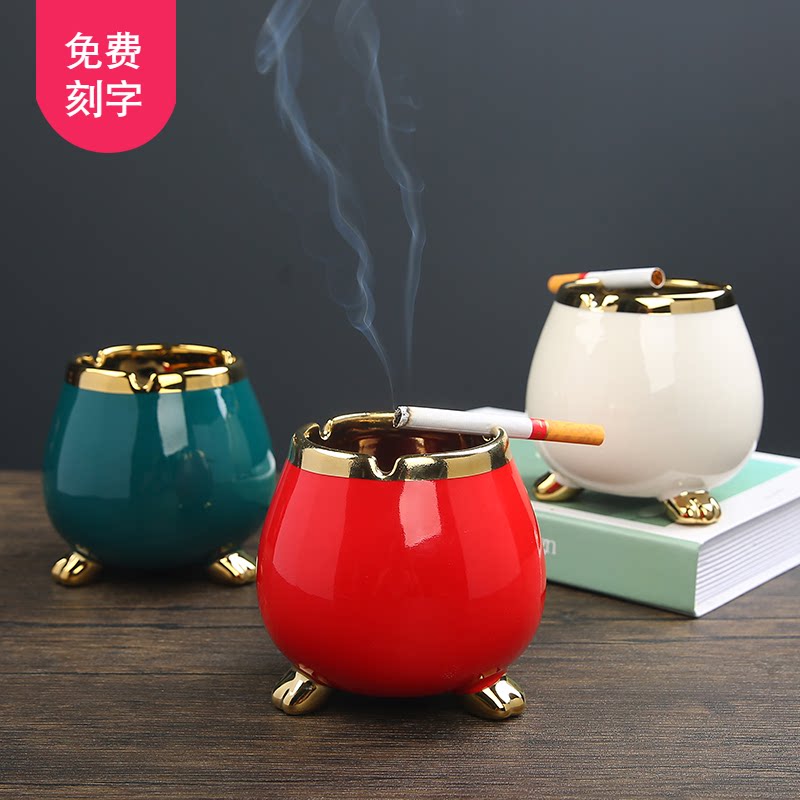 Nordic Fashion Ceramics Smoking Ash Trays Creativity Home Trend Windproof Anti-Fly Ash Office Living Room Personality Great Smoke Cylinders