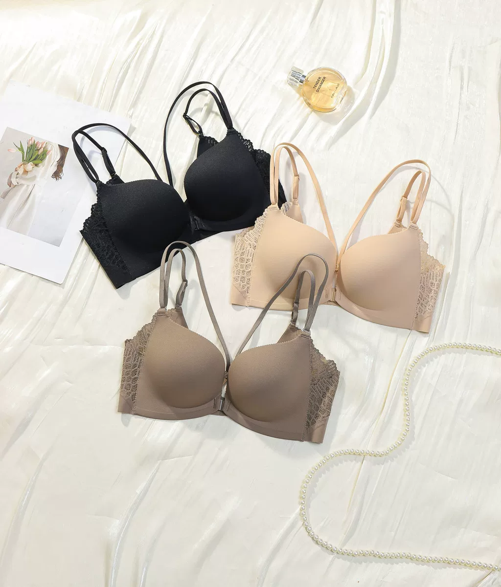 Underwear, push up bra, wireless bra, set, straps, increased thickness, beautiful back