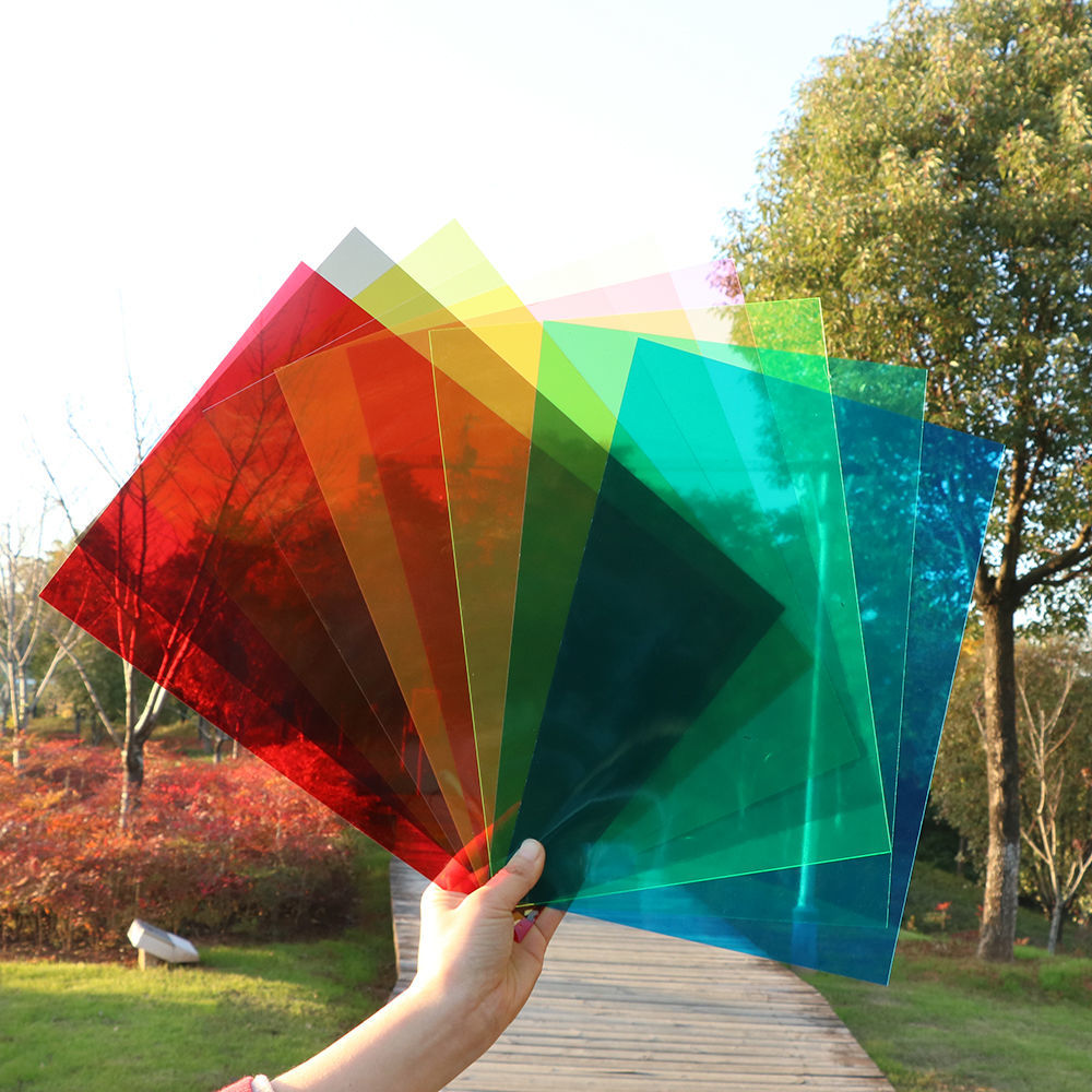 Colour glass paper Kindergarten handmade pvc teaching aids for fine art paper Light Shadow painting Decorative Film Rigid Film-Taobao