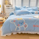 Хлопковый мультяшный комплект для школьников, пододеяльник, простыня, с вышивкой, 3 предмета, 4 предмета