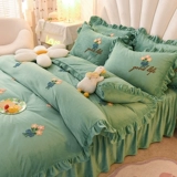 Демисезонный коралловый комплект, флисовый фланелевый двусторонний пододеяльник, 4 предмета