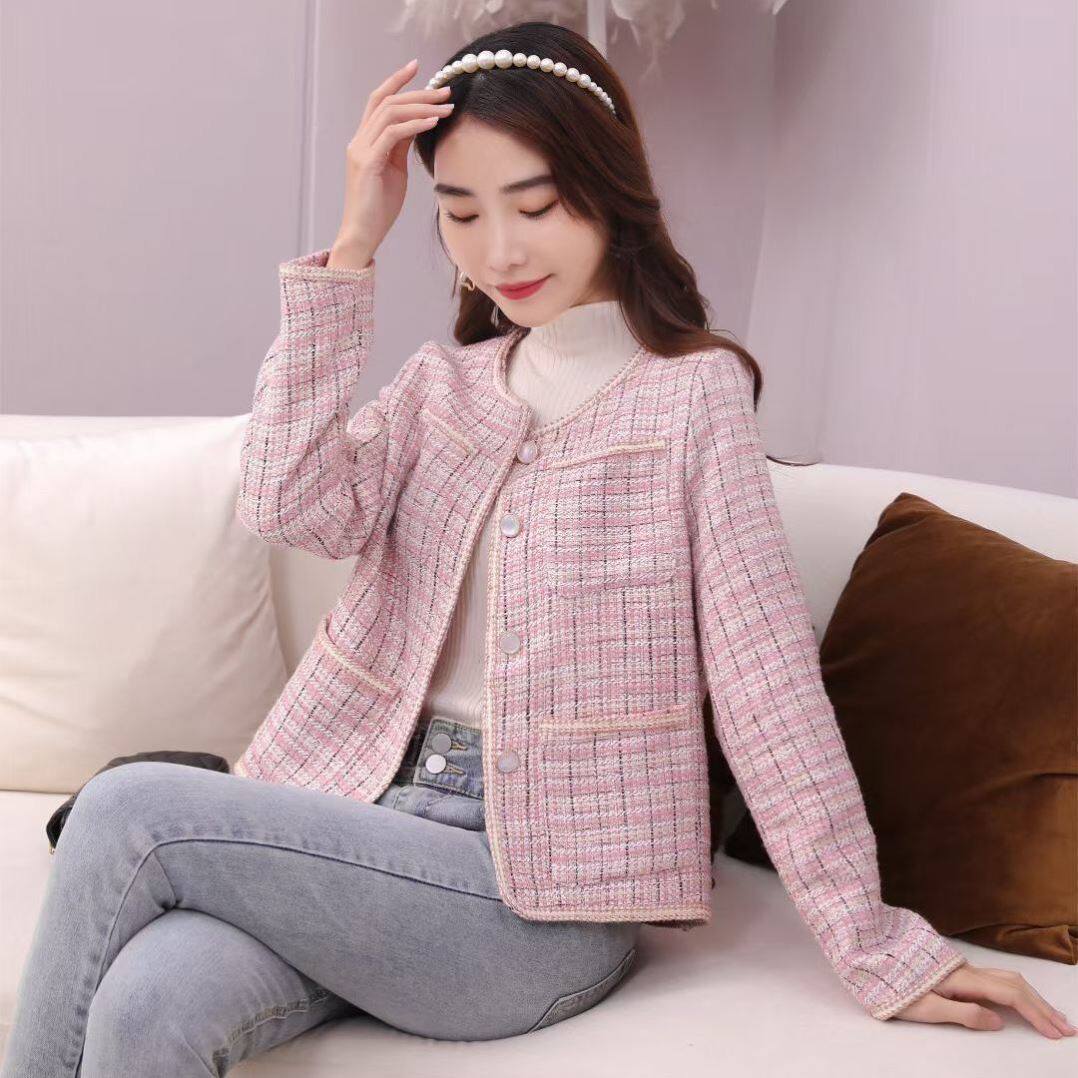 French socialite wind coat women 2021 spring and autumn new loose Joker short design feeling small long sleeve coat