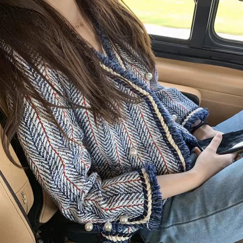 New jacket loose Korean version of short tweed coat net red ins tide small fragrant wind women (hot sale)