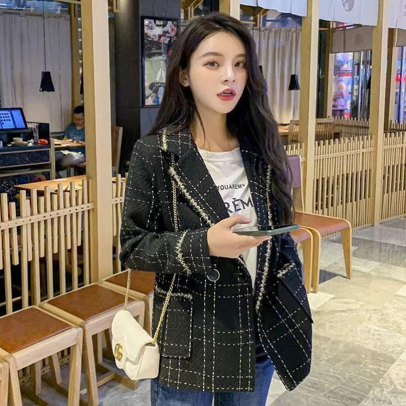 Autumn black small fragrant wind coat women spring and autumn 2021 new autumn and winter Joker autumn suit Korean version ins tide