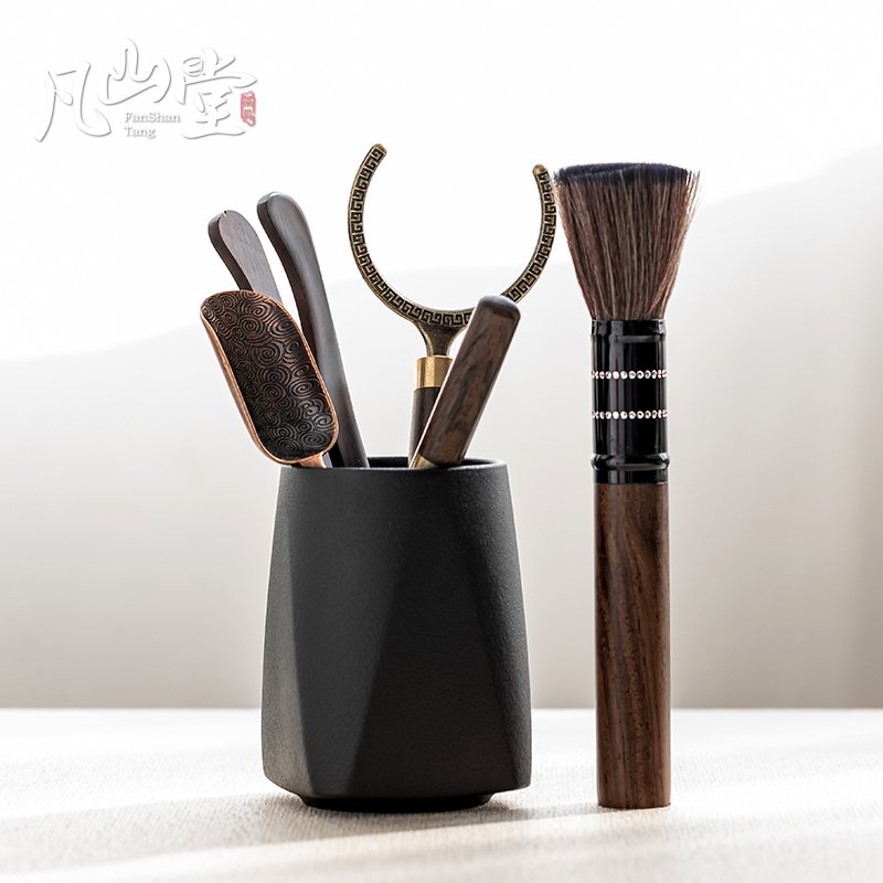 Household tea ceremony Six Junzi set Tea making tools Ebony 6 Junzi Kung Fu tea accessories Tea needle Tea spoon