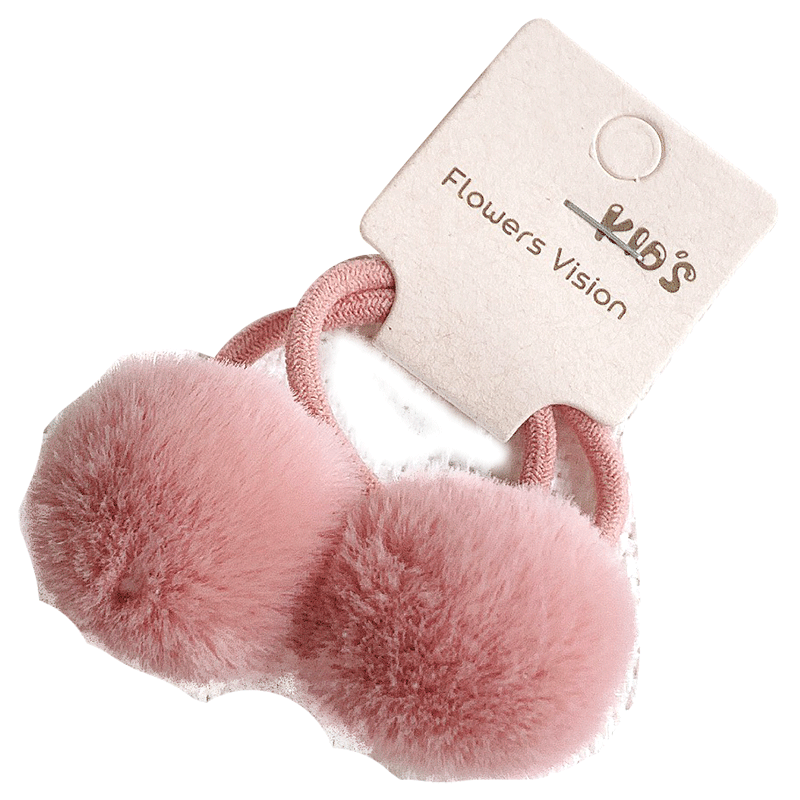 Cute fur ball pair, candy-colored children’s hair accessories