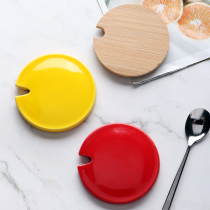 Ceramic universal mug accessories with notch cup lid Round universal teacup lid Porcelain cup Water cup Single sale lid Porcelain