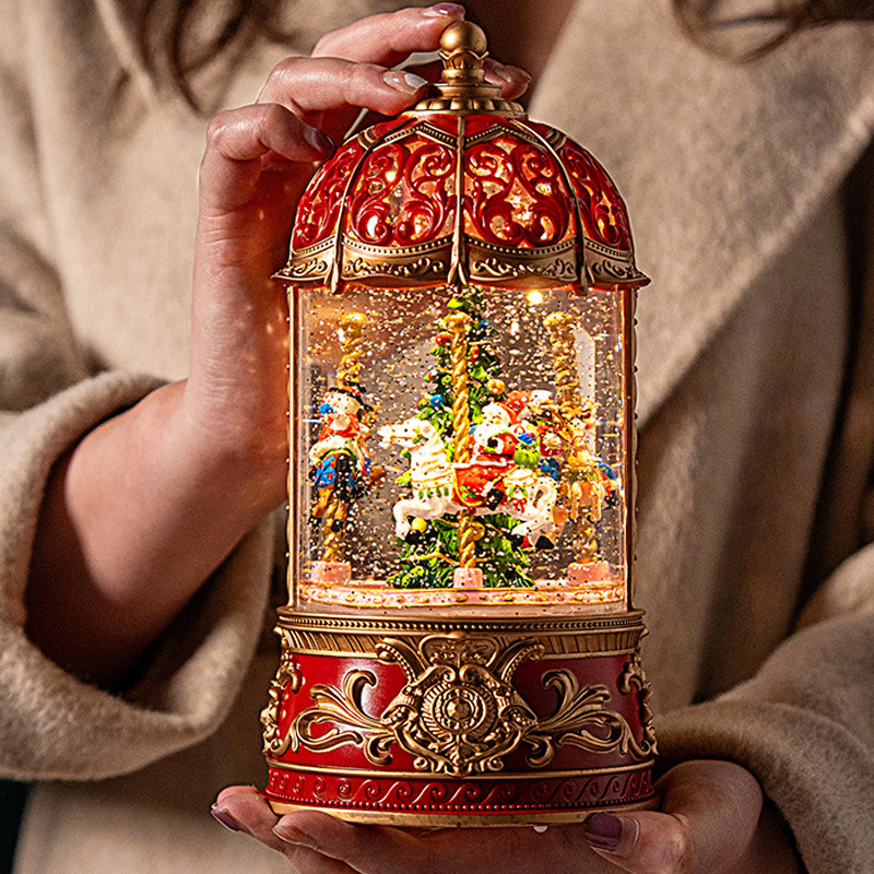 Eight-tone Box Music Box Christmas Gift carousel Falling Snow Christmas Tree Children Toys Desktop Small Pendulum-Taobao
