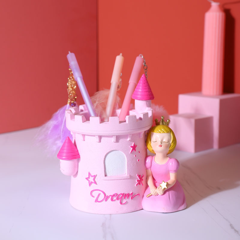 Creative fashion pen holder female ins storage box Nordic personality simple cute castle princess ornaments desktop pen holder