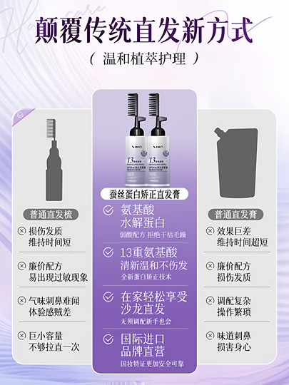 蛋白矫正直发膏免拉家用永久定型不伤头发修复毛躁柔顺拉直软化剂