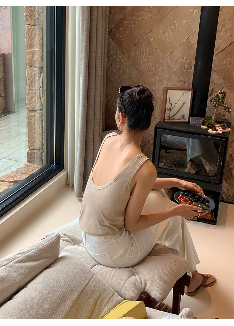 Топы/майки pusumede 复古性感露背吊带背心女夏季外穿宽松慵懒休闲无袖上衣