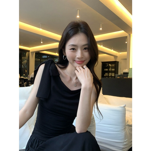 pusumede Ремень с бантиком, летняя футболка, облегающий крой, французский стиль