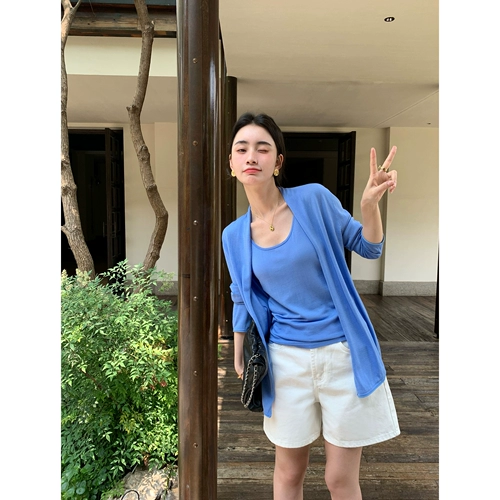 pusumede Белая джинсовая юбка, шорты, штаны, свободный крой, А-силуэт, высокая талия