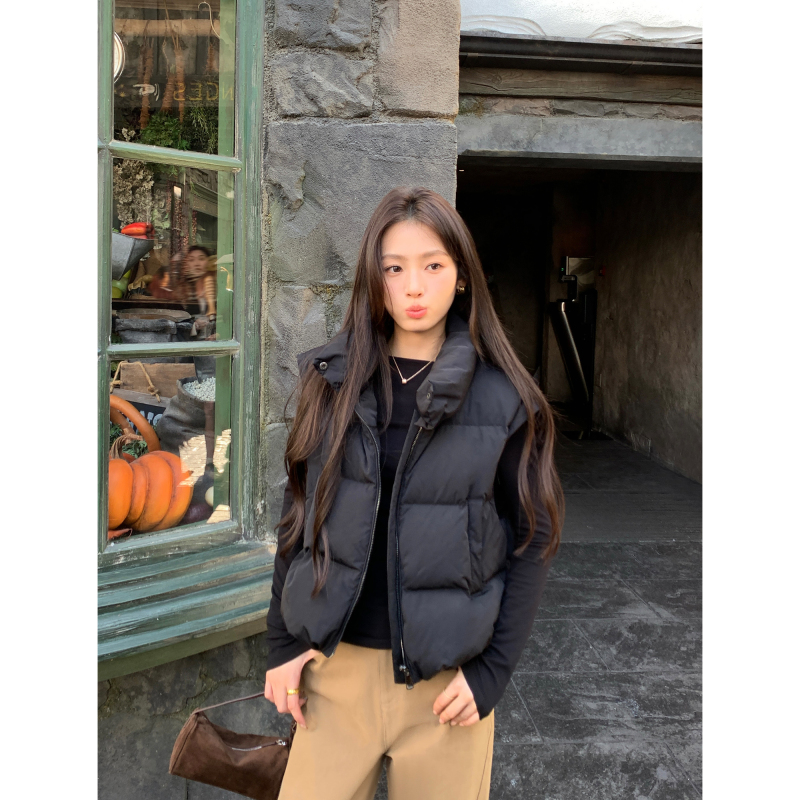 Pusumede Winter Opening 90 White Duck down Black Vest Jacket Women's Winter Vest Short down Jacket Pusumede Winter Opening 90 White Duck down Black Vest Jacket Women's Winter Vest Short down Jacket