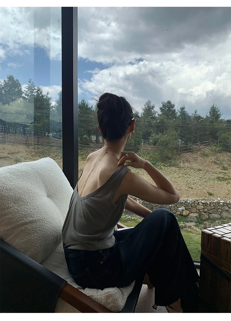 Топы/майки pusumede 复古性感露背吊带背心女夏季外穿宽松慵懒休闲无袖上衣
