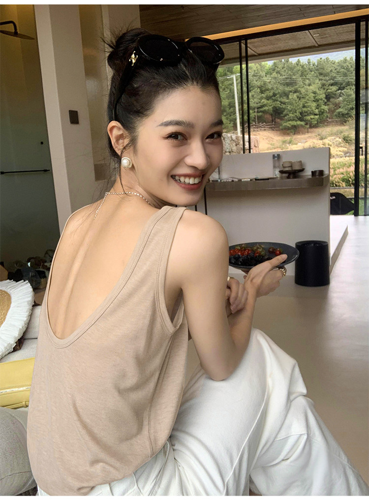 Топы/майки pusumede 复古性感露背吊带背心女夏季外穿宽松慵懒休闲无袖上衣