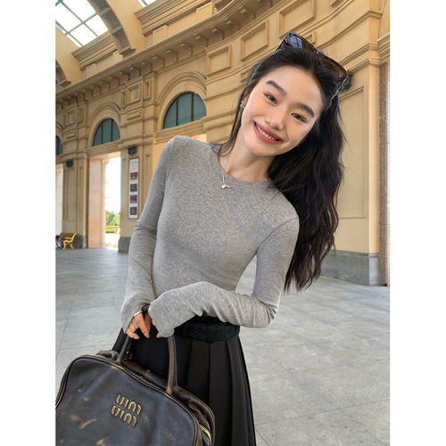 pusumede Трикотажный свитер, приталенный приятный телу лонгслив, круглый воротник