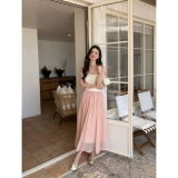 pusumede Белая длинная юбка, французский стиль, эластичная талия, А-силуэт