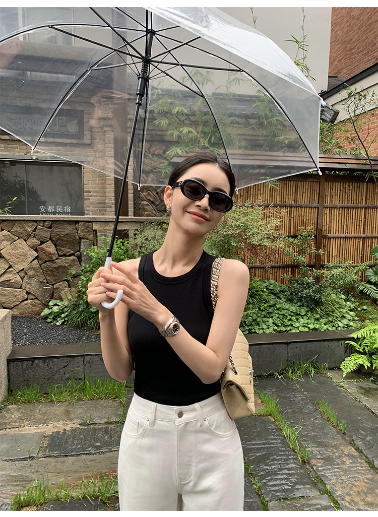 Топы/майки pusumede白色工字针织吊带背心女夏外穿圆领弹力修身坎肩无袖上衣