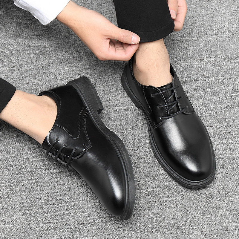 Winter Leather Shoes for Men, Formal Business Waterproof, Non-Slip, Versatile Black Soft-Soled Casual Shoes for Work, Performance, Men's Shoes