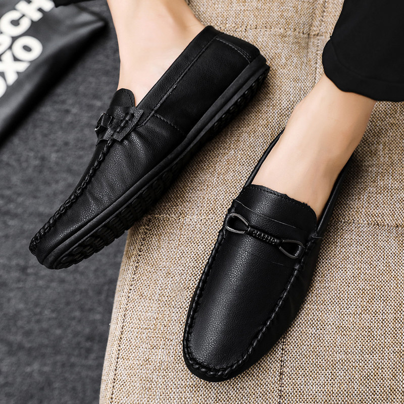 2025 Summer New Breathable Loafers for Men, British Style Soft Sole Casual Leather Shoes, Slip-On Lazy Driving Shoes for Men
