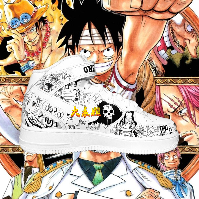 Graffiti hand drawn sneakers custom color change One Piece Naruto color black and white anime DIY hand drawn shoes graffiti