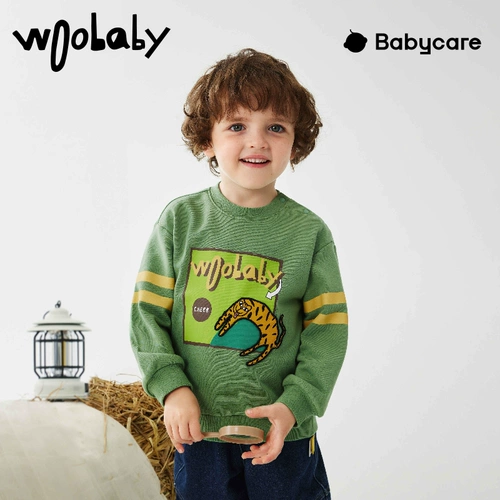 woobaby Детская толстовка для мальчиков, весенний детский приятный телу лонгслив, 2023 года, тренд сезона