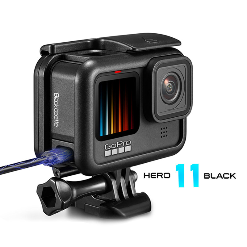 gopro 11 10 9 plastic frame anti-fall protective case max sports camera accessories side open charging cover set