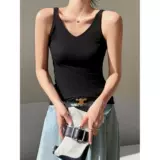 Топ с чашечками, осенняя длинная майка топ, увеличенная толщина, V-образный вырез, для маленькой груди, размер, свободный крой