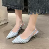 Высокие сандалии, обувь, летний шлем с заостренным носом, туфли, французский стиль, в стиле Шанель, делается под заказ