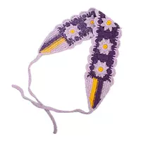 Сиреневая трикотажная повязка на голову, в цветочек