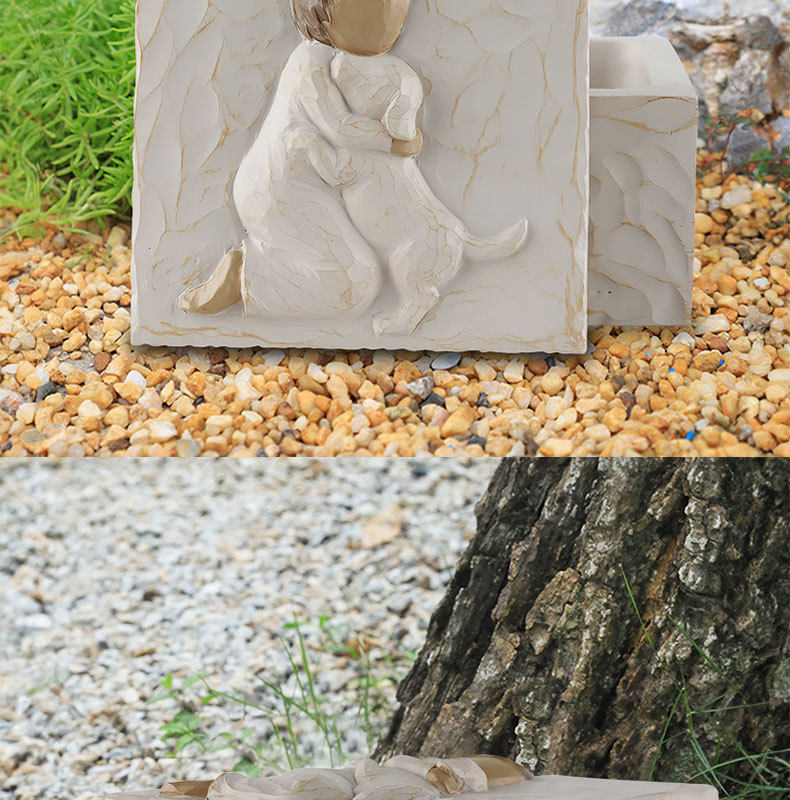 Урна для праха 新品树脂动物宠物骨灰盒天使狗狗猫咪纪念火化通用殡葬棺材盒 German/only banquet