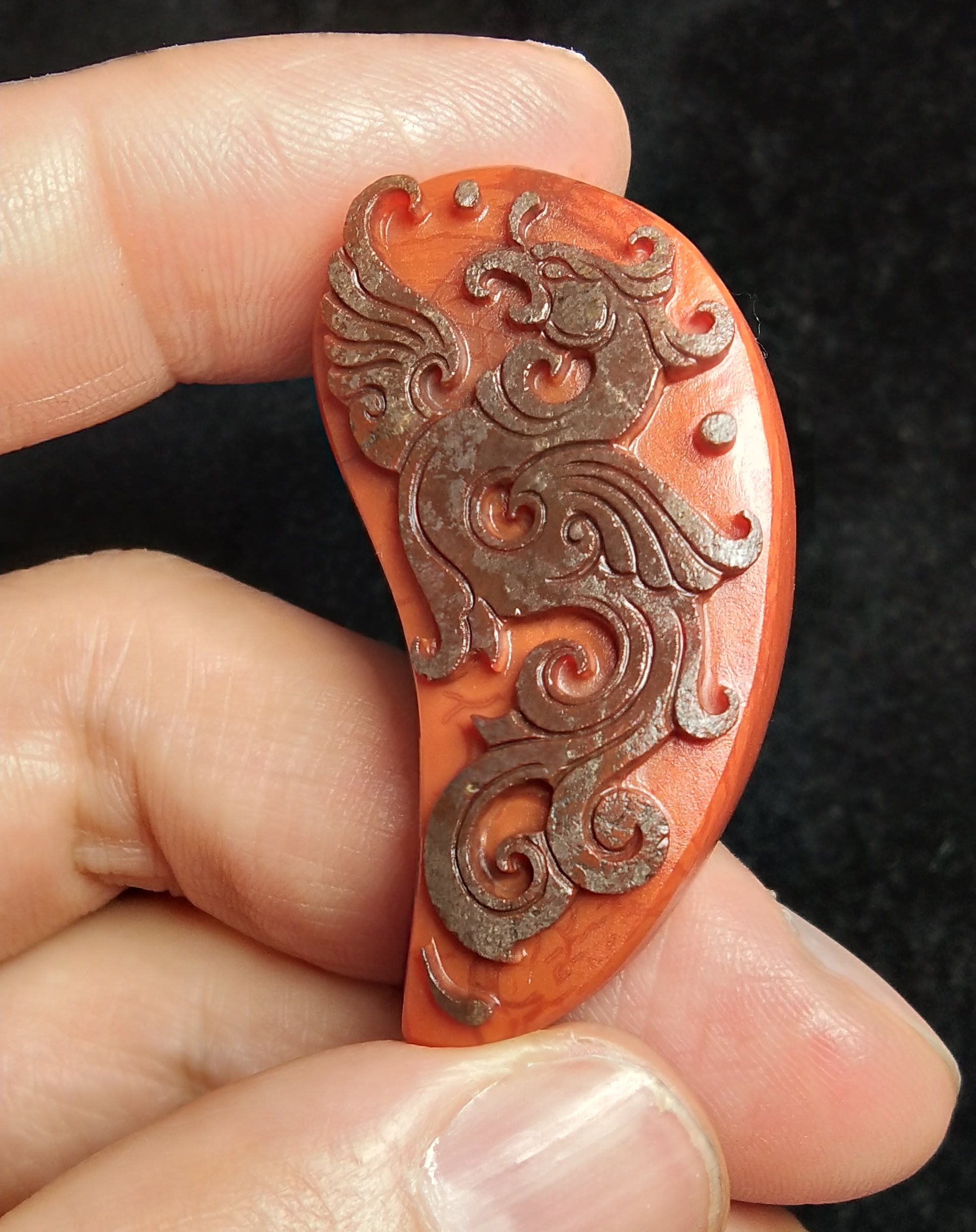 Xiaosu Sunan red ice floating persimmon red rose red antique dragon and phoenix single circle beaded back pattern beads live payment special shot