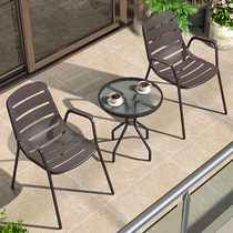 Balcony table and chair three-piece outdoor wrought iron leisure backrest chair commercial milk tea coffee shop table and chair combination