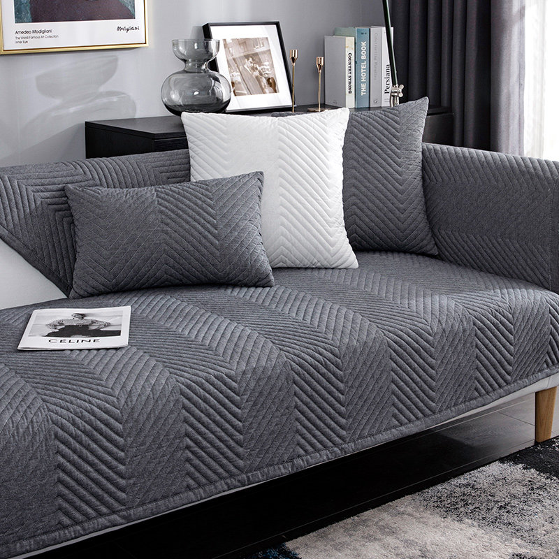 Sofa cushion cotton fabric anti-slip four seasons universal simple modern Nordic living room cotton leather sofa cover cover towel