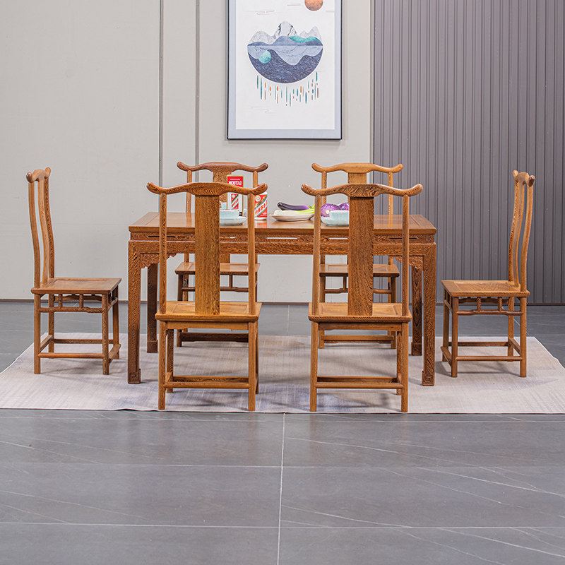 红木家具鸡翅木餐桌椅组合:新中式全实木餐厅家用饭桌长桌现代天然,如何打造理想中的用餐空间?-红木餐桌-淘宝百科网