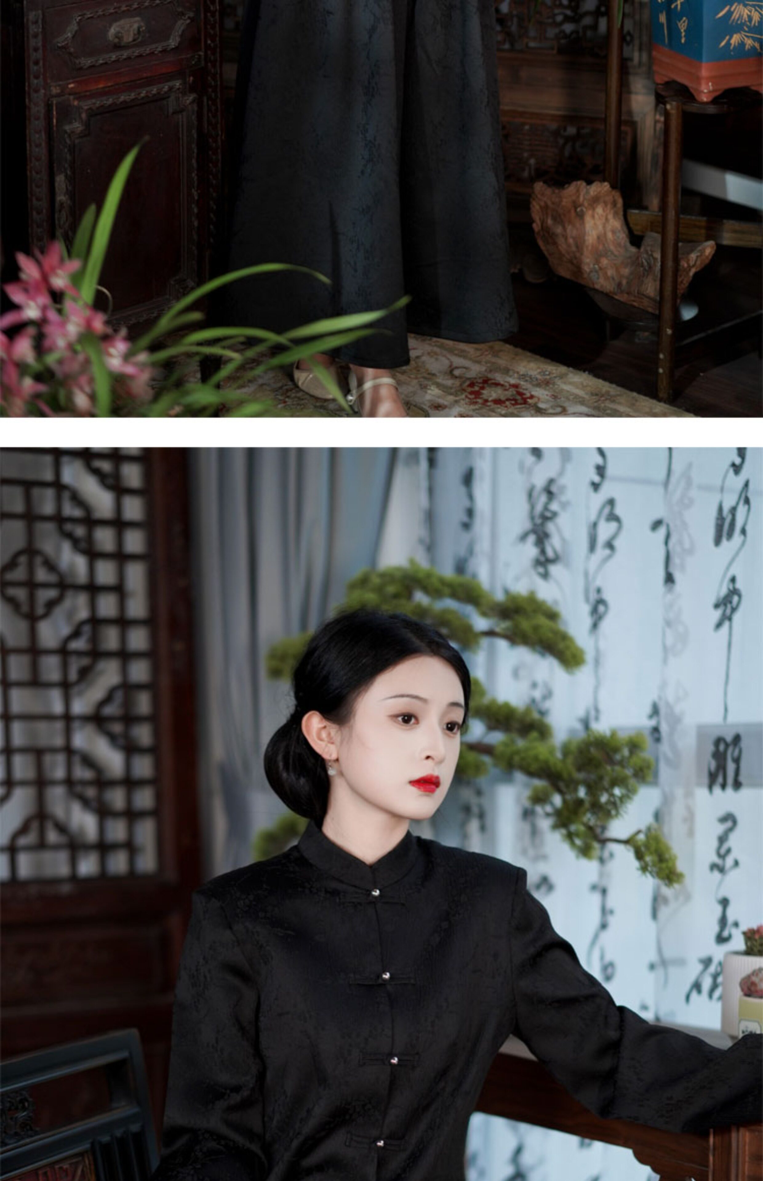 ブラック 中国風漢服 仏系禅意スーツ 新中国式レディース高級茶服 