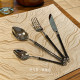 Time arc | Retro Japanese small bamboo jar black silver 304 stainless steel steak knife and fork spoon four-piece set