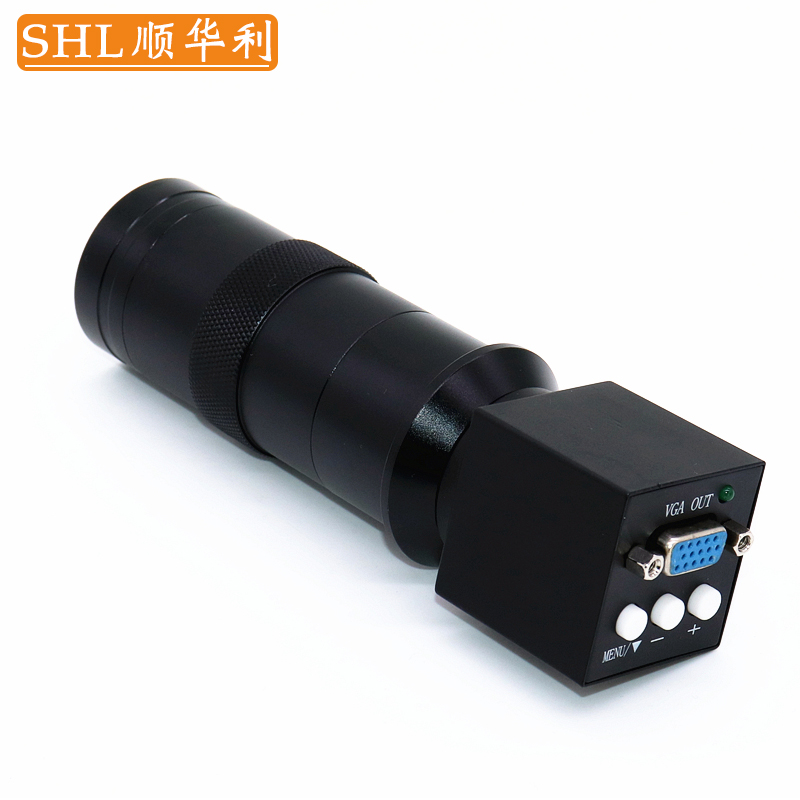 SHL Shunhuali High Definition VGA Interface Microscope Camera Monocular Lens 100X Continuous Zoom Mechanical Camera Visual Alignment Pressing Machine Equipment Kit