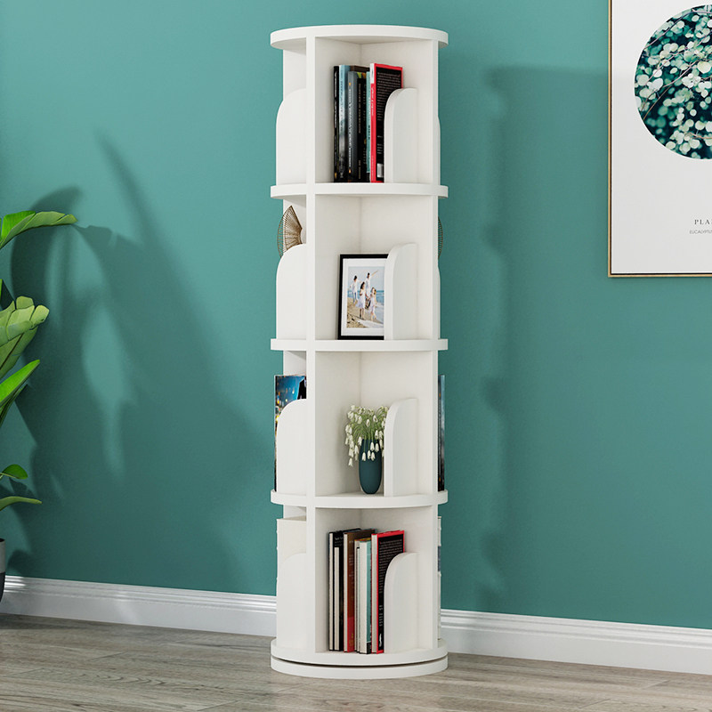 Solid wood revolving bookshelf white simple household children's picture book rack floor rack 360 degree floor small bookcase