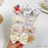 Сливочная заколка для волос с бантиком, комплект, 8 шт